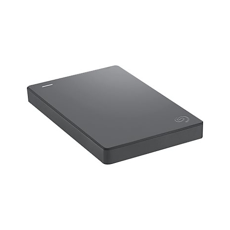 Disque dur externe gris foncé avec le logo Seagate et un voyant.