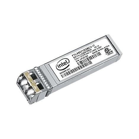 Ein silbernes Intel-Modul, beschriftet mit Produktinformationen.
