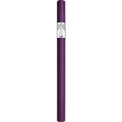 Zylindrische, lila Kosmetikflasche mit silbernem Streifen.
