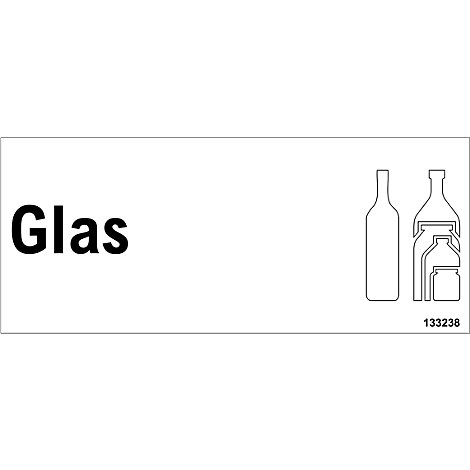 On a white background, the word "Glass" in black lettering is on the left, with a series of bottle and glass outlines to the right.
