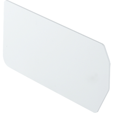 A white, transparent, arrow-shaped object. Rounded corner on the left, beveled edge. Right side with two angles.