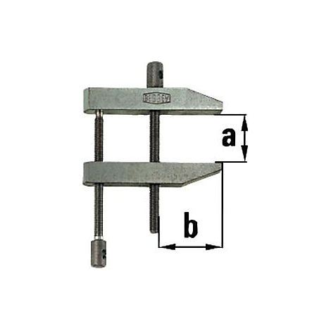 Gros plan sur une pince grise. La partie supérieure comporte une poignée avec le logo "BESSEY".