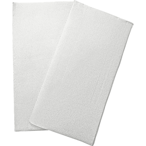 Deux serviettes en tissu blanches sont légèrement superposées.