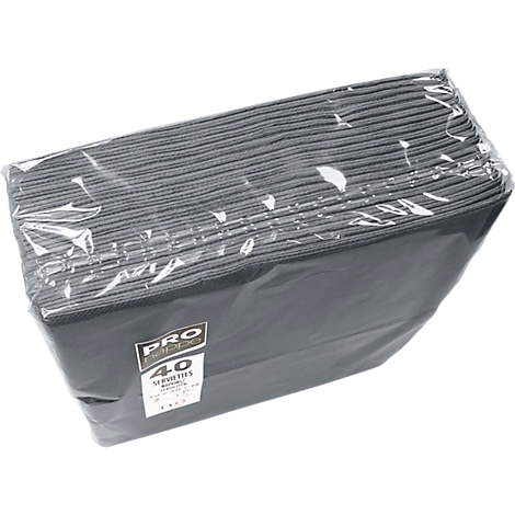 Un paquet de 40 serviettes noires, emballées dans du papier d'aluminium.
