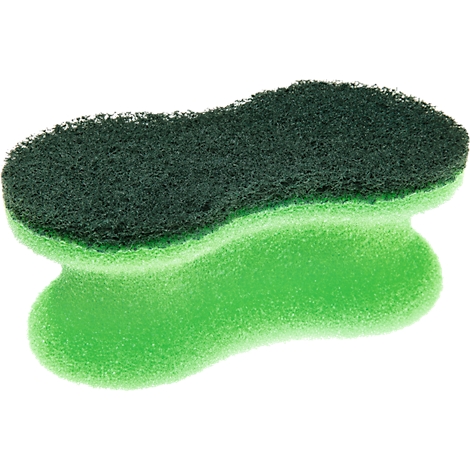 Gros plan d'une éponge verte avec une couche à récurer.