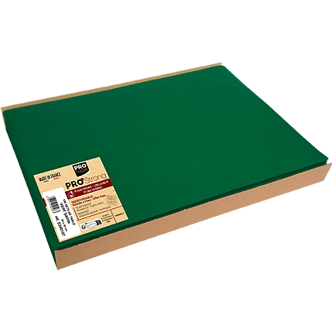 Panneau en mousse vert dans une boîte en carton. Autocollant avec informations produit. PROstrong.