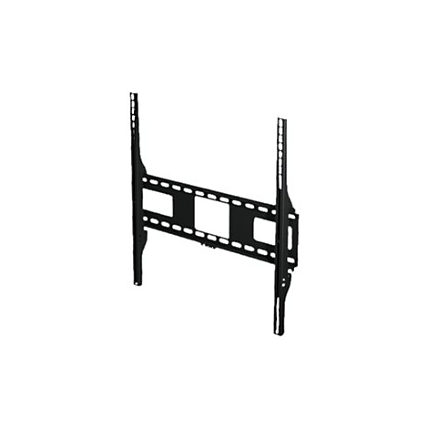 Schwarze TV-Wandhalterung, bestehend aus zwei Säulen und einer horizontalen Platte mit Löchern.