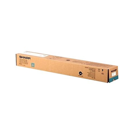 Brauner Pappkarton mit SHARP-Schriftzug.