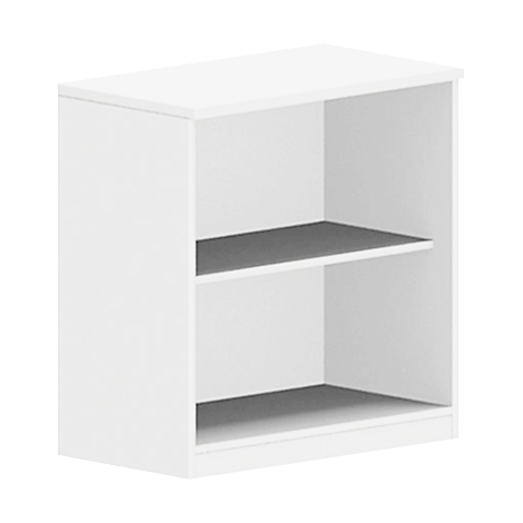 White shelf with two gray shelves. The structure is square and the background is white.