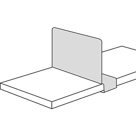 Grey, angular partition on two white levels.