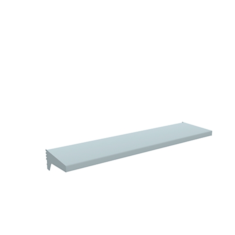 Light blue shelf on a white background.