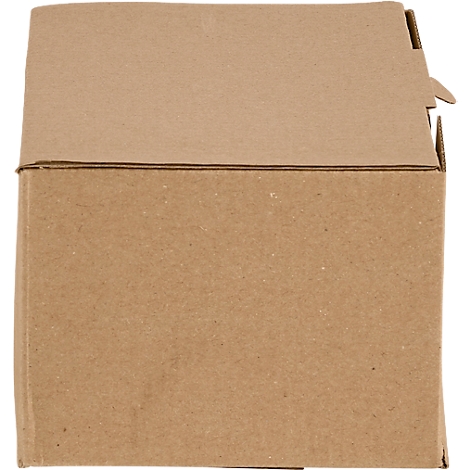 Brown cardboard box. The lid is slightly open.