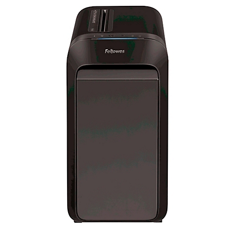 Black paper shredder with Fellowes text.