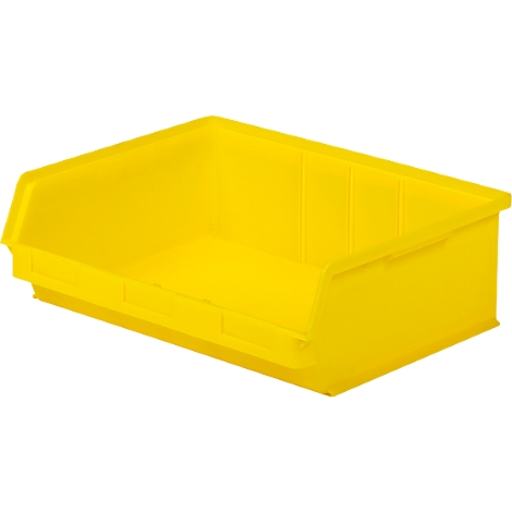 Gelbe, offene Sichtlagerbox aus Kunststoff zur Aufbewahrung von Kleinteilen.