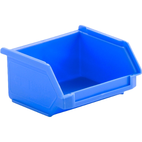 Blaue, offene Aufbewahrungsbox mit seitlichen Griffen. Vorne steht 'Kleinhüter'.