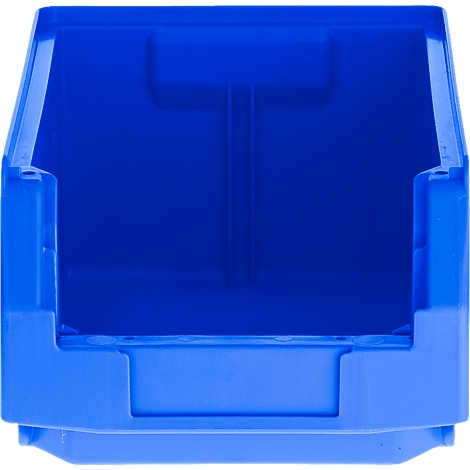 Blaue Sichtlagerbox aus Kunststoff für die Organisation von Kleinteilen.