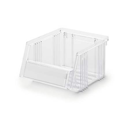 Transparente, rechteckige Sichtlagerbox aus Kunststoff mit offener Front zur einfachen Entnahme.