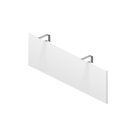 Weiße, rechteckige Tafel mit zwei Metallbügeln zur Befestigung.