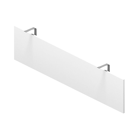 Weißes Wandpaneel mit zwei Metallhalterungen.