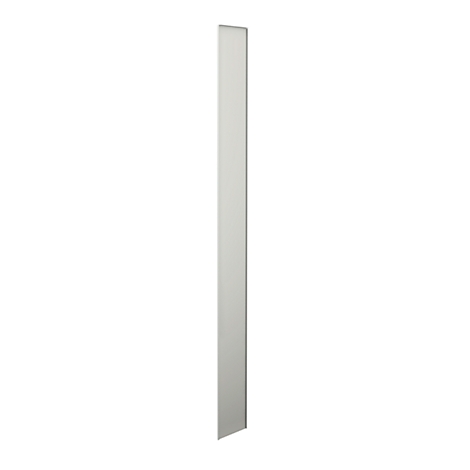 Gray, long, narrow object against a white background. It has a rectangular shape and is slightly inclined to the side.