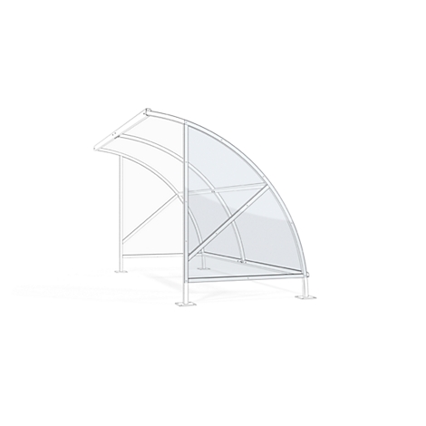 Structure of a shelter: metal frame with transparent plastic panels, depicted on a white background.