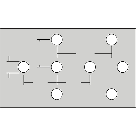 Grey surface with white circles and fine lines connecting the circles.