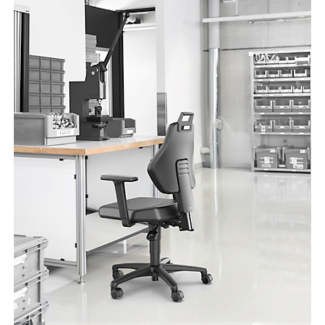 Siège d’atelier - mécanisme auto-synchrone - similicuir - sans accoudoirs – notre marque Schäfer Shop Genius