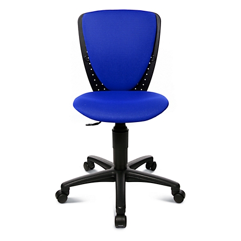 Siège de bureau pour enfant Topstar High S'cool, sans accoudoirs, assise galbée, dossier en maille 3D, bleu/noir