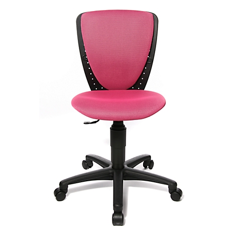 Siège de bureau pour enfant Topstar High S'cool, sans accoudoirs, assise galbée, dossier en maille 3D, rose/noir