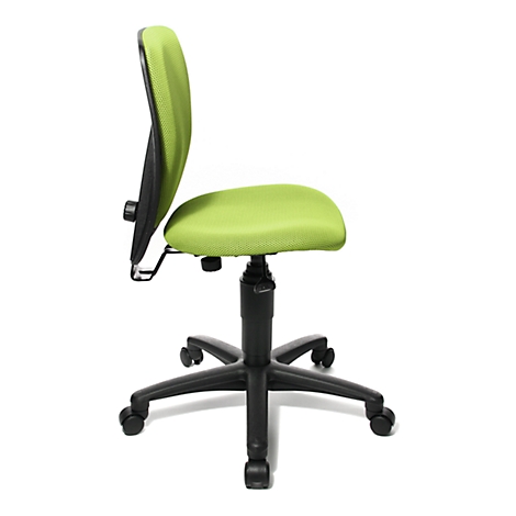 Siège de bureau pour enfant Topstar High S'cool, sans accoudoirs, assise galbée, dossier en maille 3D, vert/noir