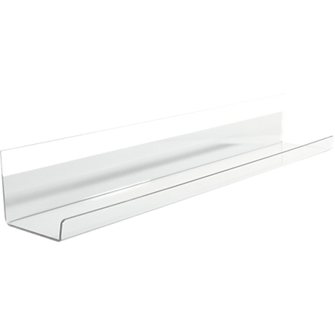 Transparante acryl wandplank, U-vormig.