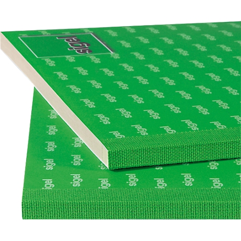 Green sheet with Sigel logo, texture and white core. Another sheet lies beneath it.