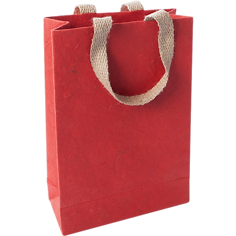 Sigel Geschenktüte Red Coco, Grösse S, mit Bodeneinlage und breiten Jutegriffen, L 80 x B 190 x H 280 mm, Jutefaserpapier, rot, 5 Stück