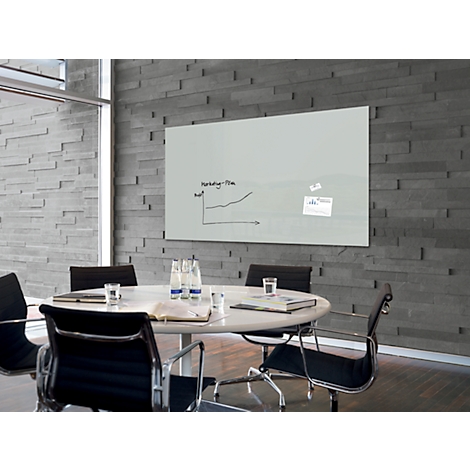 Sigel Glas-Whiteboard Artverum, glänzend, grau, magnethaftend, 1800 x 1200 mm + 2 SuperDym-Magnete