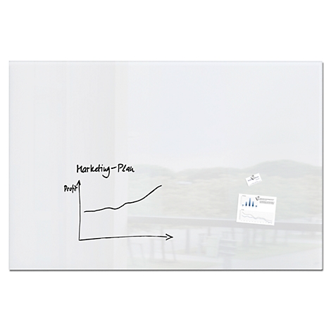 Sigel Glas-Whiteboard Artverum, glänzend, super-weiß, magnethaftend, 1800 x 1200 mm + 2 SuperDym-Magnete