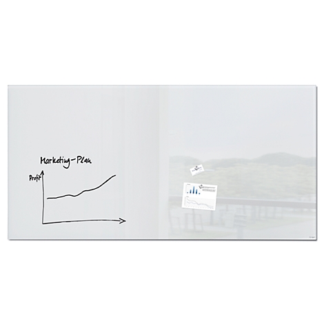 Sigel Glas-Whiteboard Artverum, glänzend, super-weiß, magnethaftend, 2000 x 1000 mm + 2 SuperDym-Magnete