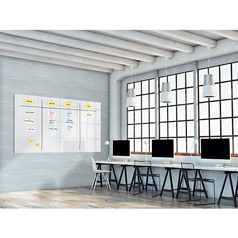 Sigel Glas-Whiteboard Artverum, glänzend, super-weiß, magnethaftend, 2400 x 1200 mm + 2 SuperDym-Magnete