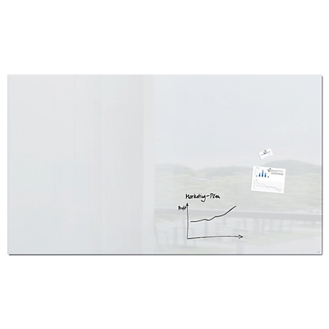 Sigel Glas-Whiteboard Artverum, glänzend, super-weiß, magnethaftend, 2400 x 1200 mm + 2 SuperDym-Magnete