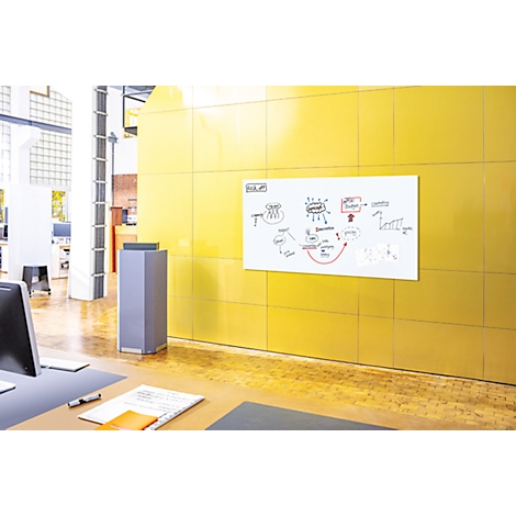 SIGEL Glas-Whiteboard Artverum, matt, super-weiß, magnethaftend, 2000 x 1000 mm + 2 Neodym-Magnete