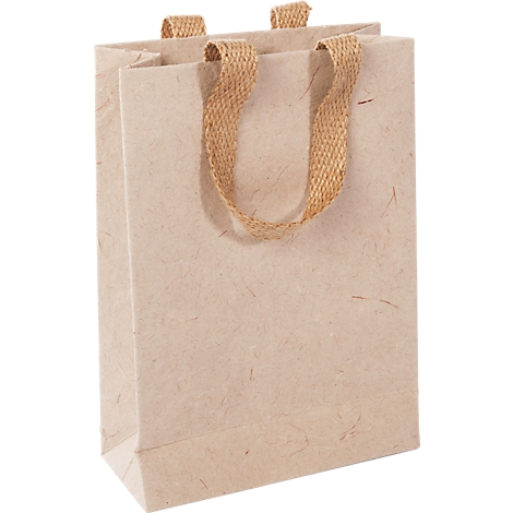 Sigel Pochette cadeau Natural Red Coco, taille S, avec fond et larges poignées en jute, L 80 x l 190 x H 280 mm, papier en fibres de jute, beige, 5 pièces