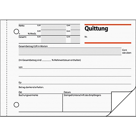 A blank receipt with various fields to fill in.