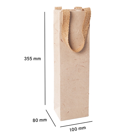Sigel Sac pour bouteilles Natural Red Coco, taille S, avec fond et larges poignées en jute, L 80 x l 100 x H 355 mm, papier en fibres de jute, beige, 5 pièces