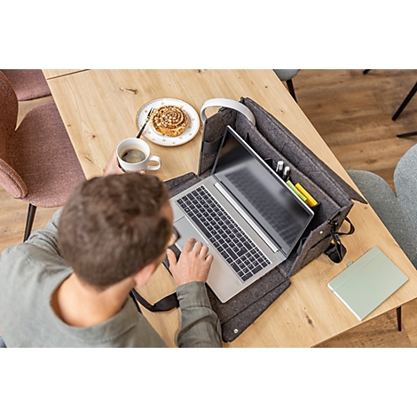 Sigel sacoche pour ordinateur portable Desk Sharing Bag Workspace M/L, pour 1 ordinateur portable jusqu'à 16″, feutre synthétique, gris foncé
