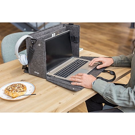 Sigel sacoche pour ordinateur portable Desk Sharing Bag Workspace M/L, pour 1 ordinateur portable jusqu'à 16″, feutre synthétique, gris foncé