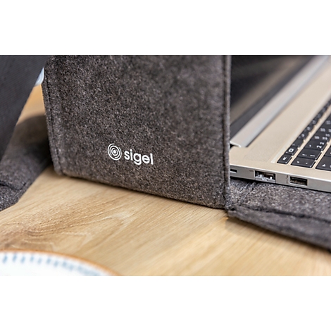 Sigel sacoche pour ordinateur portable Desk Sharing Bag Workspace M/L, pour 1 ordinateur portable jusqu'à 16″, feutre synthétique, gris foncé
