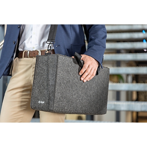 Sigel sacoche pour ordinateur portable Desk Sharing Bag Workspace M/L, pour 1 ordinateur portable jusqu'à 16″, feutre synthétique, gris foncé