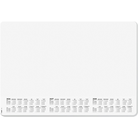 Un calendrier annuel rectangulaire blanc, affichant les années 2026, 2027, 2028 et 2029.