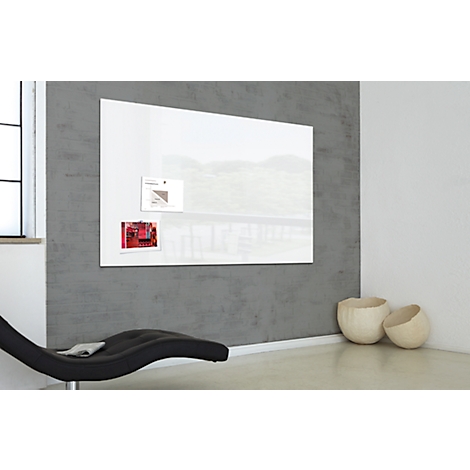 Sigel Tableau blanc en verre Artverum, brillant, super blanc, magnétique, 1800 x 1200 mm + 2 aimants SuperDym