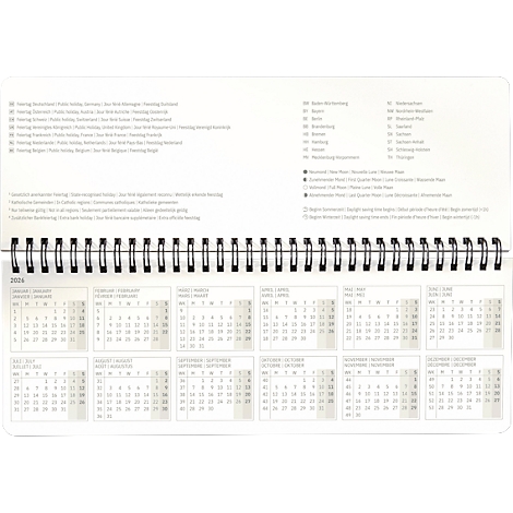 Sigel Tischquerkalender Conceptum 2027, 132 Seiten, 2 Seiten = unten Woche/oben Notizseite, Ringösenbindung, PU-Hardcover, schwarz
