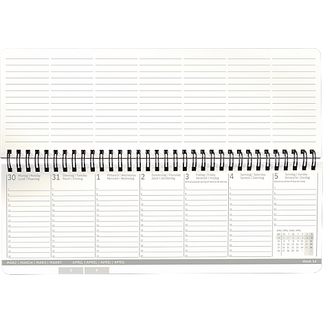 Sigel Tischquerkalender Conceptum 2027, 132 Seiten, 2 Seiten = unten Woche/oben Notizseite, Ringösenbindung, PU-Hardcover, schwarz